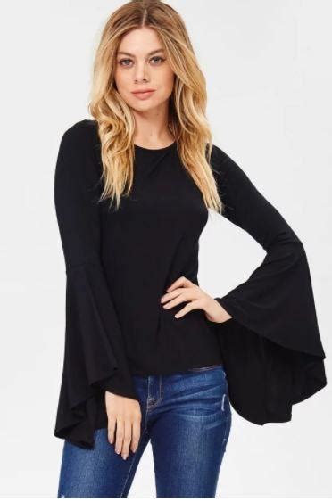 Jersey Extreme Flare Sleeve Top Flared Sleeves Top Tops Flared Sleeves