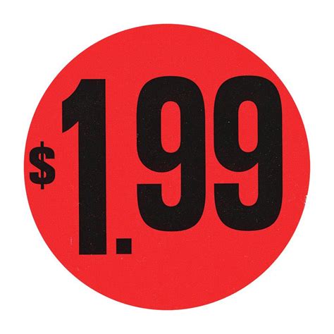 Red 199 Large Price Point Price Tag Labels Black Imprint 1 12dia