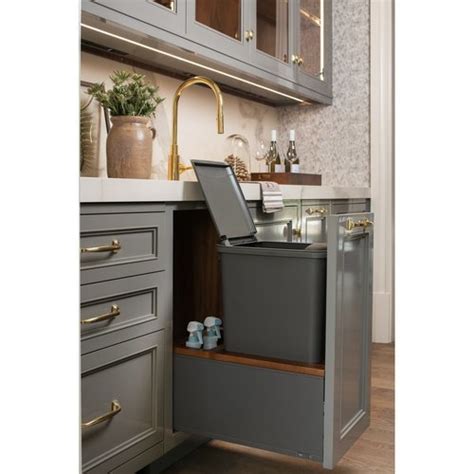 Attaches to back of door with 6 way adjustability. Rev-A-Shelf 50 Quart Double LEGRABOX Pull-Out Waste ...
