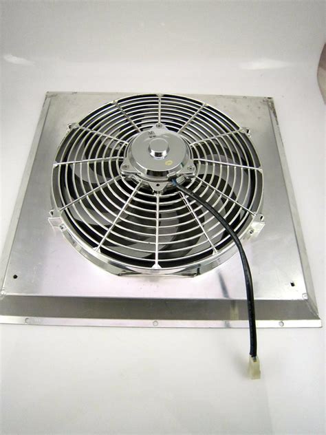 Chrome Electric Radiator Cooling Fan W Fabricated Aluminum Shroud Street Rod V8 Ebay