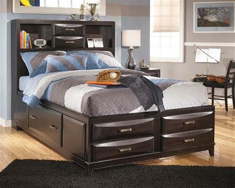 Ashley Kira Queen Storage Bed In Almost Black Hanaposy