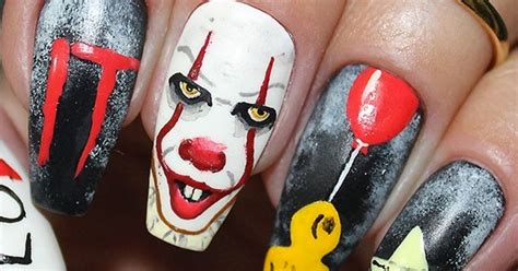 It And Pennywise Nail Art Is Perfect For Halloween Manicures
