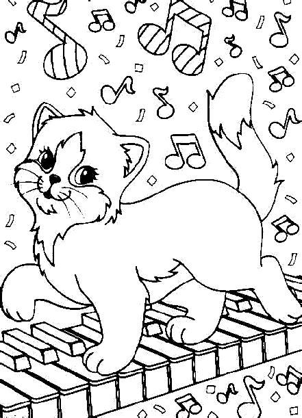 Desenho De Gato Tocando Piano Para Colorir Tudodesenhos