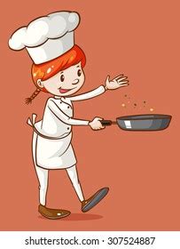 Female Chef Cooking Pan Illustration Stock Vector Royalty Free Shutterstock