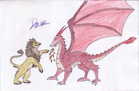Dragon Vs Lion Illustration By Crimsondragan On Deviantart