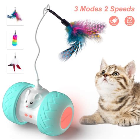 Burgeonnest Robot Cat Toy Interactive Automatic 3 Modes And 2 Speeds