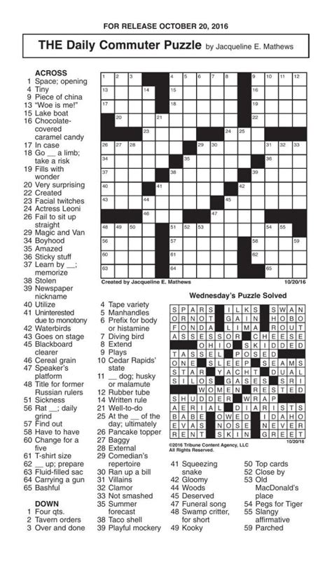 Daily Commuter Crossword Printable Portal Tutorials Printable