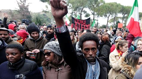 Macerata Anti Racism Protest After Migrant Shooting In Italy Bbc News
