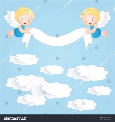 Baby Baptism Background With Small Angel Stock Vector