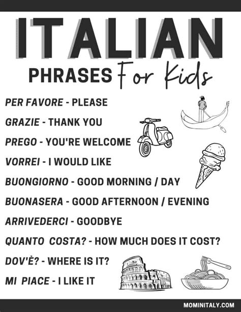 10 Basic Italian Phrases For Kids From A Mom In Italy Mom In Italy