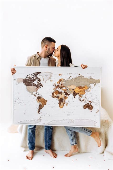 World Map With Pins For Places Visited Travel Decor Pin Etsy