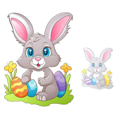 الأرنب مع تلوين بيضة عيد الفصح للأطفال مع مثال التوضيح النواقل أرنب