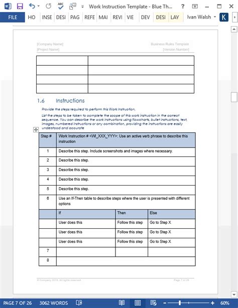 Work Instruction Templates Ms Word Templates Forms Checklists For