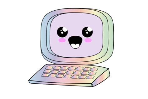 Rainbow Computer Kawaii Illustration Graphic By Studioosiria · Creative