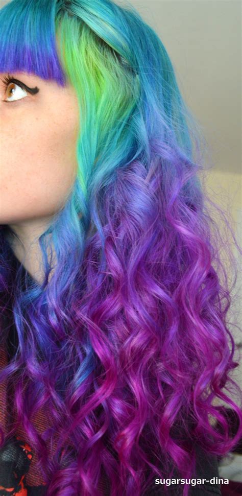 Blue Purple Fading Ombre Rainbow Hair Multicolored Hair Mermaid Hair