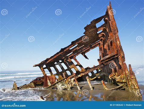 Shipwreck On A Beach Stock Photo Image Of Shore Sunken 21182642