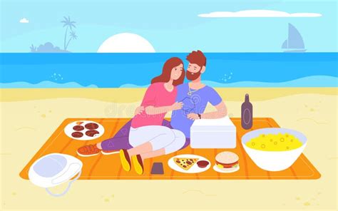 date seashore romantic couple hugging on beach man and woman drinking wine eating food summer