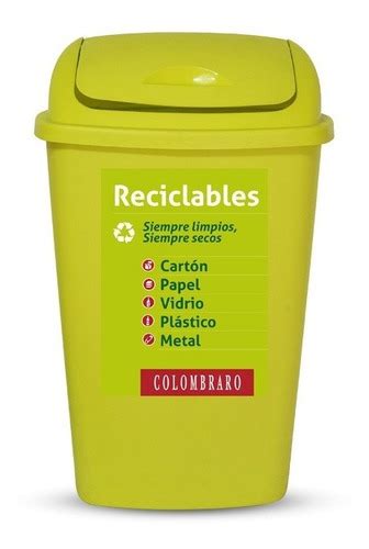 Tacho Basura Residuos Reciclables Lts Verde Colombraro