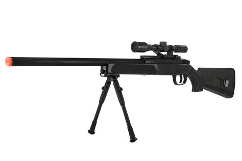 CYMA Airsoft MK Replica Bolt Action Sniper Rifle Scale W Bipod Scope BLACK EconoSuperStore