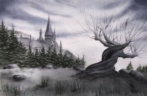 Whomping willow tree digital print watercolor Harry Potter | Etsy