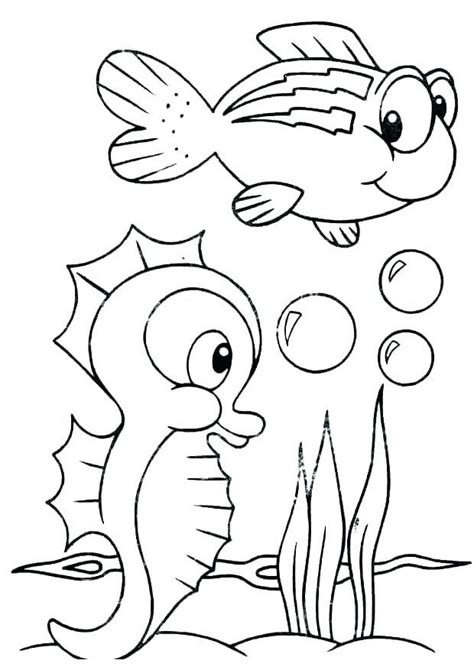 The pictures are cute and simple, and leave a lot of open space but these aren't just coloring pages for kids, teachers and parents can return to their childhood by coloring alongside their preschoolers and. Cute and Easy Ocean Animals Coloring Pages Seahorse Puffer ...