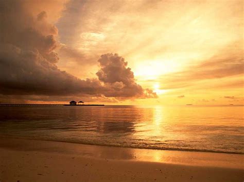 Image Of Nature Landscape The Peaceful Sea The Golden Sky Amazing