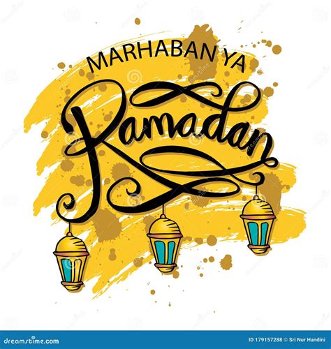 Marhaban Ya Ramadan Hand Lettering Calligraphy Vector Illustration CartoonDealer Com