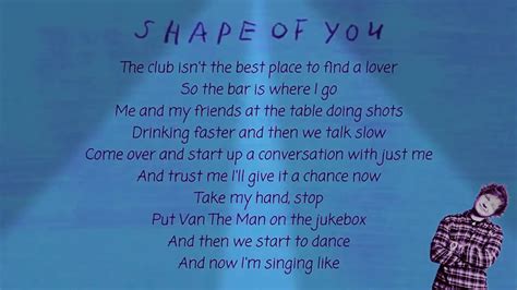 You and me are thrifty. Shape of you by Ed sheeran lyrics - YouTube