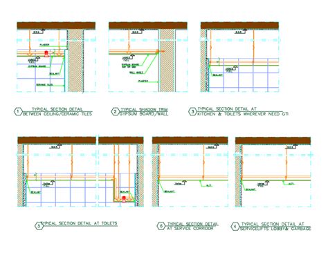 Construction Architectural Details Of Reflected Ceiling Dwg File Cadbull