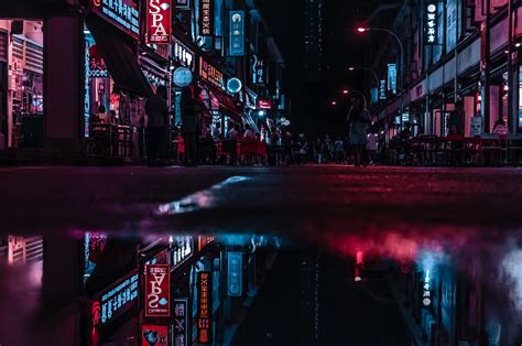 Anime Neon City Wallpapers Wallpaper Cave