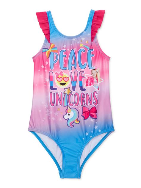 Jojo Siwa Girls 5 8 Peace Love And Unicorns One Piece Swimsuit Walmart