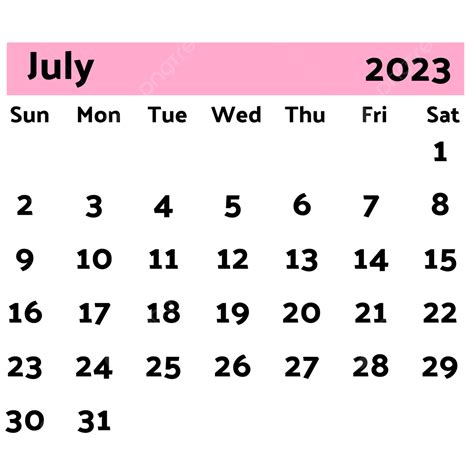Gambar Kalender Juli 2023 Pink Lembut Kalender 2023 Kalender Juli