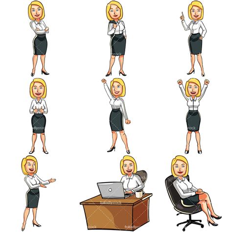 blonde businesswoman cartoon bundle vector clipart friendlystock