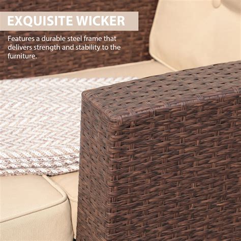 10 Piece Outdoor Patio Pe Rattan Wicker Sectional Sofa Set With Beige