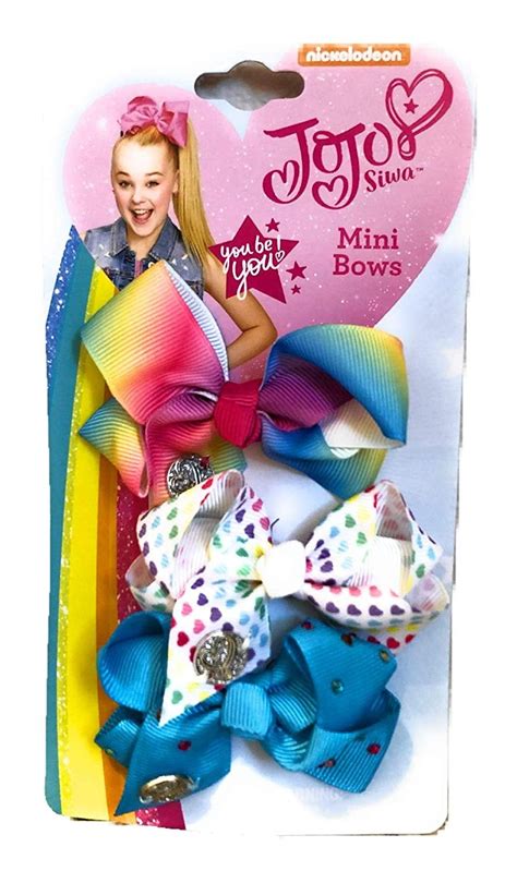 Jojo Siwa 3 Pack Rainbow Hearts Blue Mini Hair Bows