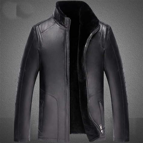 Winter Genuine Leather Jacket For Men Fashion Brand Black Sheepskin