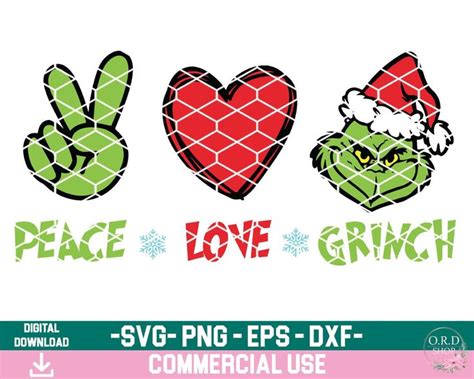 Peace Love Grinch Svg File For Cricut Png Sublimated Print Etsy