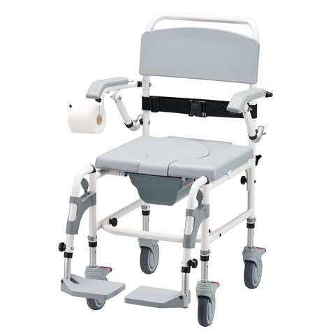 Spurgehom 4 In 1 Bedside Commde Shower Wheelchair Transport Commode