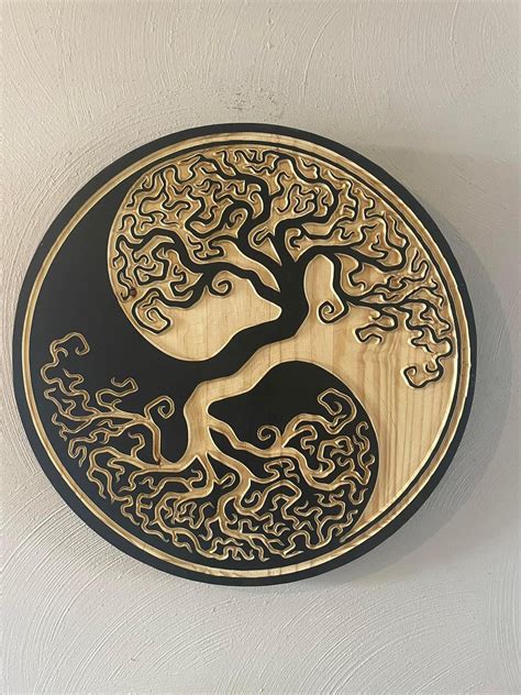 18 Carved Wooden Tree Of Life Yinyang Wall Hanging Yin Yang Yin And