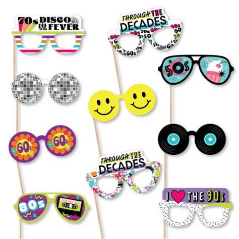 Big Dot Of Happiness Through The Decades Glasses 50s 60s 70s 80s And 90s Photo Booth Props 10ct