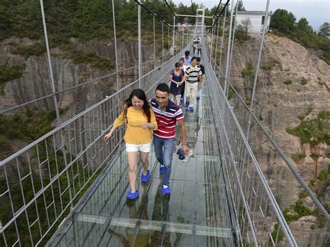 Hunan province in china has commissioned a transparent glass bridge spanning 370 m (1,214 ft) over the zhangjiajie grand canyon. Haohan Qiao Bridge opens in Hunan, China - Business Insider