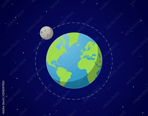 Planet Earth In The Space With The Moon In Orbit Infographic