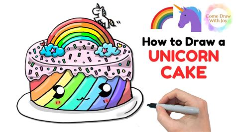 How To Draw A Cute Unicorn Cake Step By Step How To Draw A Rainbow