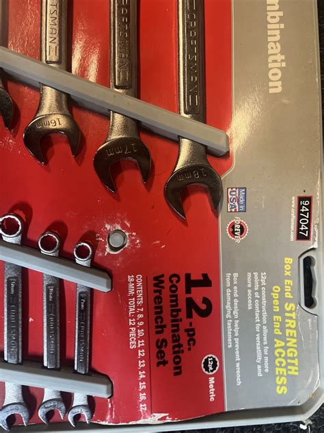 Craftsman 47047 12pt Combination 12pc Metric Wrench Set 7 To 18mm Nos