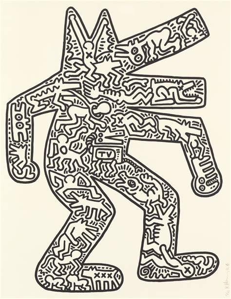 Dog Lithograph On Card 1985 86 Keith Haring Pop Art Kinder Kunst