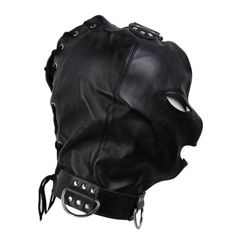2020 Adult Products Fetish Pu Leather Bondage Hood Open Mouth Sex Slave