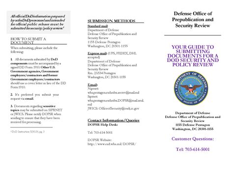 Defense Office Of Prepublication And Security Review