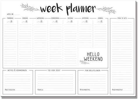 Designclaud Weekplanner Familieplanner A3 Gezinsplanner Zwart Wit