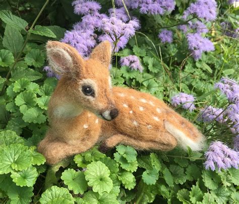 Needle Felted Deer Fawn Curled Up Laying Down Soft Alpaca Etsy Canada