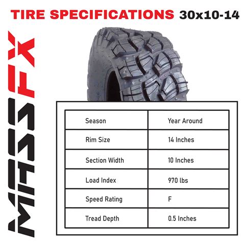 Massfx 30x10 14 Single Atv Tire Durable 8 Ply 30x10x14 30x1014 Mass